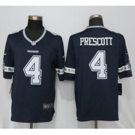 Nike Cowboys #4 Dak Prescott Navy Blue Team Color Men's Stitched NFL Limited Jersey