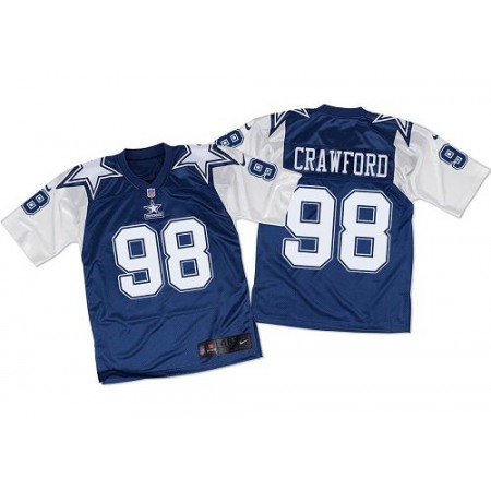 Nike Cowboys #98 Tyrone Crawford Navy Blue/White Throwback Men's Stitched NFL Elite Jersey