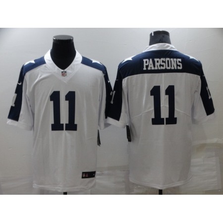 Men's Dallas Cowboys #11 Micah Parsons White/Navy Vapor Limited Stitched Jersey