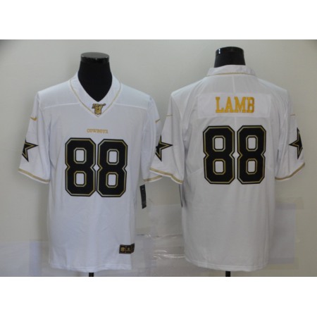Men's Dallas Cowboys #88 CeeDee Lamb White Golden 100th Season Stitched Jersey