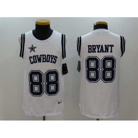 Men's Nike Dallas Cowboys #88 Dez Bryant White Stitched NFL Limited Rush Tank Top Jersey