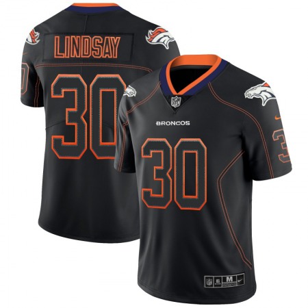 Men's Denver Broncos #30 Phillip Lindsay Black 2018 Lights Out Color Rush NFL Limited Stitched Jersey