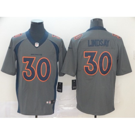 Men's Denver Broncos #30 Phillip Lindsay Gray Inverted Legend Stitched NFL Jersey