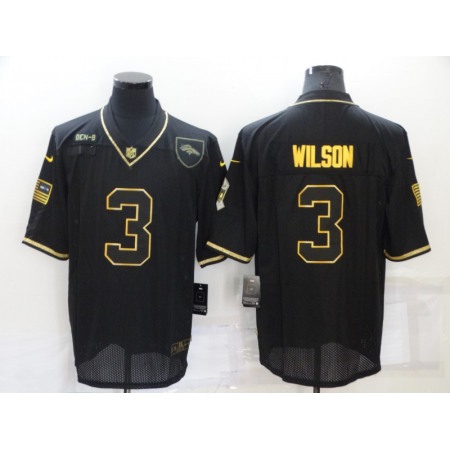 Men's Denver Broncos #3 Russell Wilson Black/Gold Salute To Service Limited Stitched Jersey