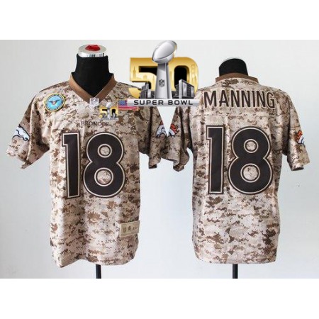 Nike Broncos #18 Peyton Manning Camo Super Bowl 50 Men's Stitched NFL New Elite USMC Jersey