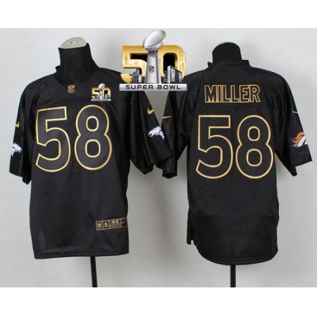 Nike Broncos #58 Von Miller Black Gold No. Fashion Super Bowl 50 Men's Stitched NFL Elite Jersey