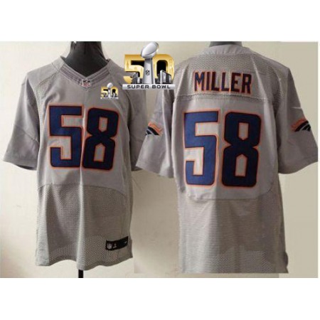 Nike Broncos #58 Von Miller New Grey Shadow Super Bowl 50 Men's Stitched NFL Elite Jersey