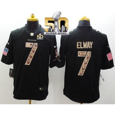Nike Broncos #7 John Elway Black Super Bowl 50 Men's Stitched NFL Limited Salute to Service Jersey