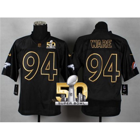 Nike Broncos #94 DeMarcus Ware Black Gold No. Fashion Super Bowl 50 Men's Stitched NFL Elite Jersey