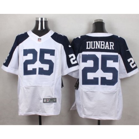Nike Cowboys #25 Lance Dunbar White Thanksgiving Throwback Men's Stitched NFL Elite Jersey
