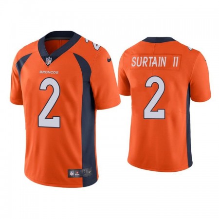 Men's Denver Broncos #2 Patrick Surtain II 2021 NFL Draft Orange Vapor Untouchable Limited Stitched Jersey