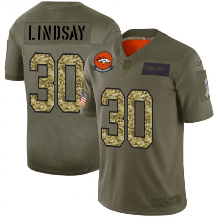 Men's Denver Broncos #30 Phillip Lindsay 2019 Olive/Camo Salute To Service Limited Stitched NFL Jersey