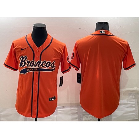 Men's Denver Broncos Blank Cool Base Orange Stitched Baseball Jersey