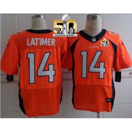 Nike Broncos #14 Cody Latimer Orange Team Color Super Bowl 50 Men's Stitched NFL New Elite Jersey