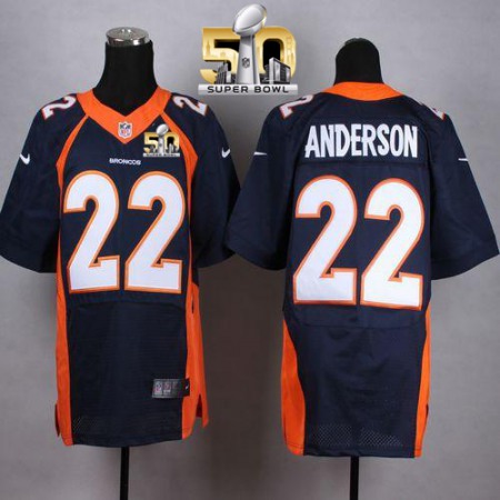 Nike Broncos #22 C.J. Anderson Navy Blue Alternate Super Bowl 50 Men's Stitched NFL New Elite Jersey