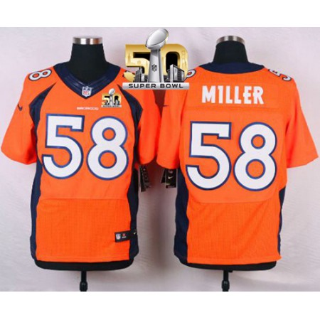 Nike Broncos #58 Von Miller Orange Team Color Super Bowl 50 Men's Stitched NFL New Elite Jersey
