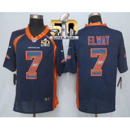 Nike Broncos #7 John Elway Navy Blue Alternate Super Bowl 50 Men's Stitched NFL Limited Strobe Jersey
