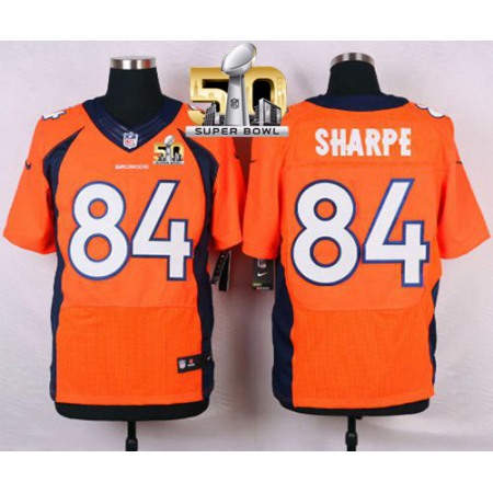 Nike Broncos #84 Shannon Sharpe Orange Team Color Super Bowl 50 Men's Stitched NFL Elite Jersey
