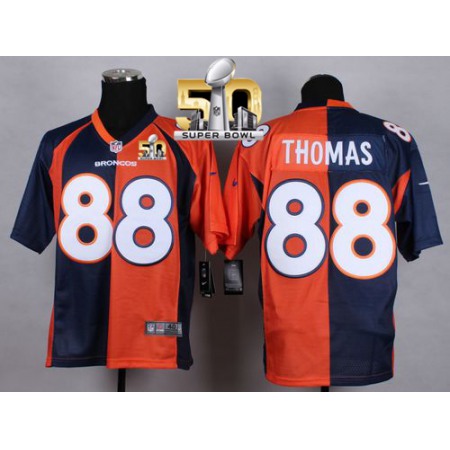 Nike Broncos #88 Demaryius Thomas Orange/Navy Blue Super Bowl 50 Men's Stitched NFL Elite Split Jersey