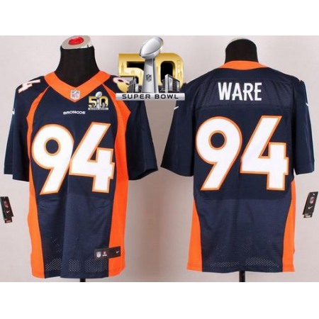 Nike Broncos #94 DeMarcus Ware Navy Blue Alternate Super Bowl 50 Men's Stitched NFL New Elite Jersey