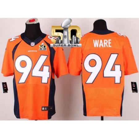 Nike Broncos #94 DeMarcus Ware Orange Team Color Super Bowl 50 Men's Stitched NFL New Elite Jersey
