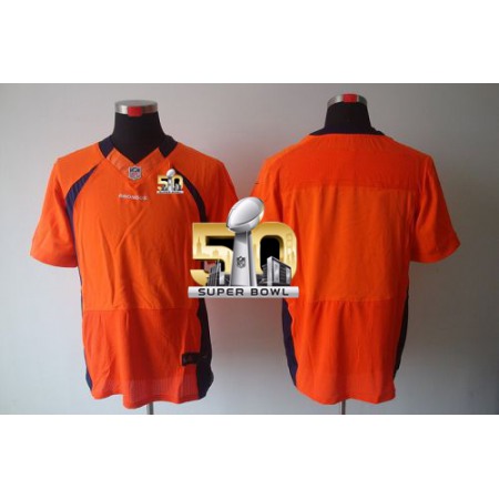 Nike Broncos Blank Orange Team Color Super Bowl 50 Men's Stitched NFL Elite Jersey