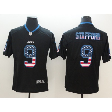 Men's Detroit Lions #9 Matthew Stafford Black 2018 USA Flag Color Rush Limited Fashion NFL Stitched Jersey