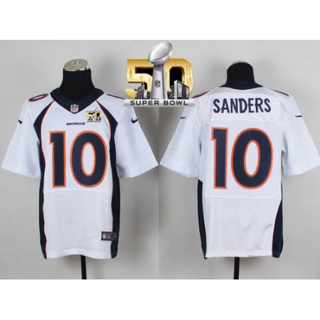 Nike Broncos #10 Emmanuel Sanders White Super Bowl 50 Men's Stitched NFL New Elite Jersey