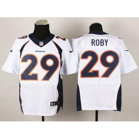 Nike Broncos #29 Bradley Roby White Men's Stitched NFL New Elite Jersey