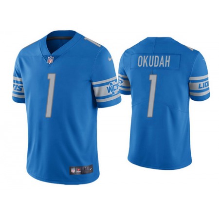 Men's Detroit Lions #1 Jeff Okudah Blue Vapor Untouchable Limited Stitched Jersey