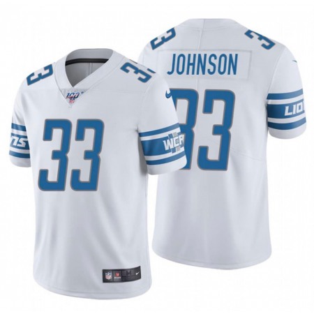 Men's Detroit Lions #33 Kerryon Johnson White 2019 100th Season Vapor Untouchable Limited Stitched NFL Jersey