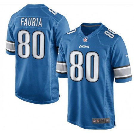 Men's Detroit Lions #80 Joseph Fauria Blue Stitched NFL Jersey
