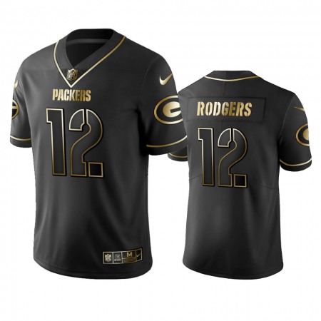 Men's Green Bay Packers #12 Aaron Rodgers Black 2019 Golden Edition Limited Stitched NFL Jersey