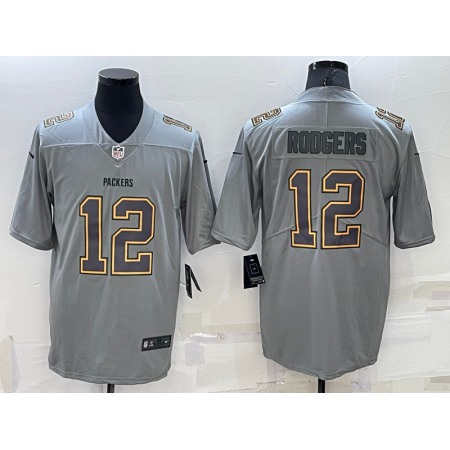 Men's Green Bay Packers #12 Aaron Rodgers Gray Atmosphere Fashion Stitched Jersey