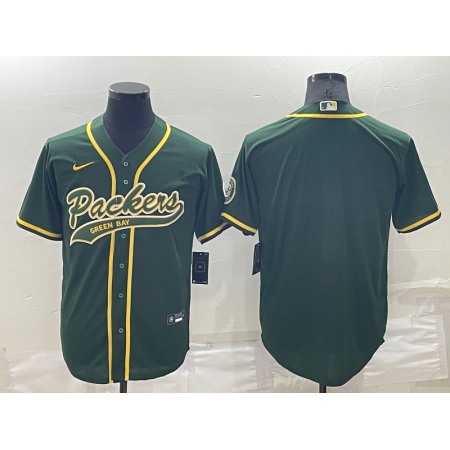 Men's Green Bay Packers Blank Green Cool Base Stitched Baseball Jersey