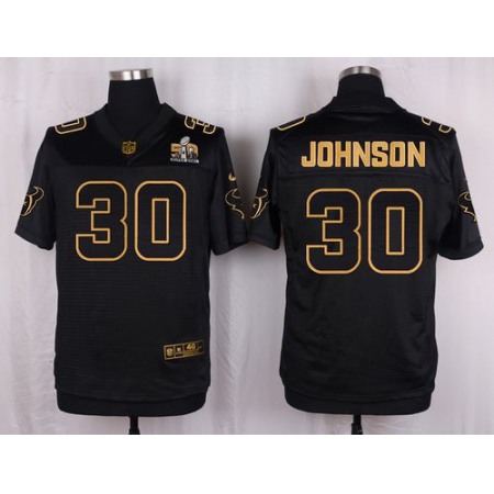Nike Texans #30 Kevin Johnson Black Men's Stitched NFL Elite Pro Line Gold Collection Jersey