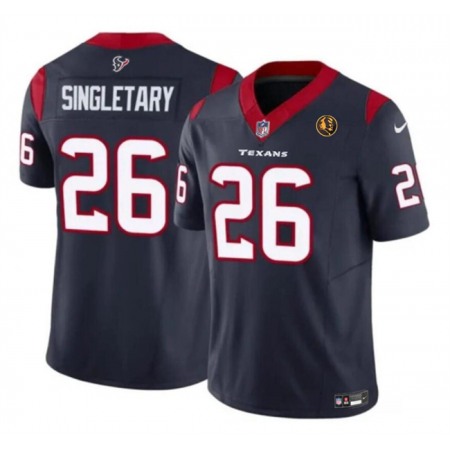 Men's Houston Texans #26 Devin Singletary Navy 2023 F.U.S.E. With John Madden Patch Vapor Limited Stitched Football Jersey