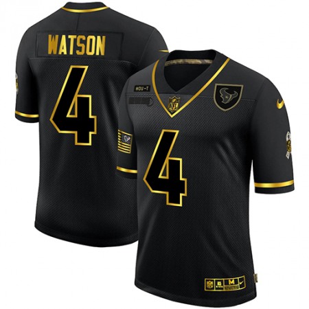 Men's Houston Texans #4 Deshaun Watson 2020 Black/Gold Salute To Service Limited Stitched Jersey
