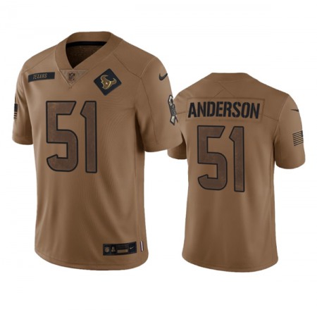 Men's Houston Texans #51 Will Anderson Jr. 2023 Brown Salute To Service Limited Stitched Jersey