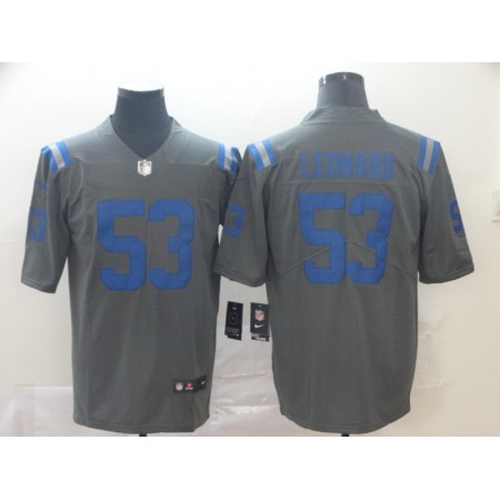 Men's Indianapolis Colts #53 Darius Leonard Gray Inverted Legend Stitched NFL Jersey
