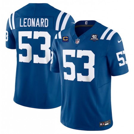 Men's Indianapolis Colts #53 Shaquille Leonard Blue 2023 F.U.S.E. 40th Anniversary With 4-Star C Patch Vapor Untouchable Limited Stitched Football Jersey
