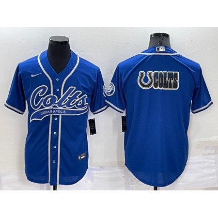Men's Indianapolis Colts Royal Team Big Logo With Patch Cool Base Stitched Baseball Jersey