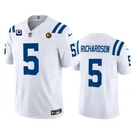 Men's Indianapolis Colts #5 Anthony Richardson White 2023 F.U.S.E. 1-star C Patch And With John Madden Patch Vapor Limited Stitched Football Jersey
