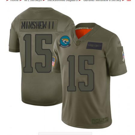 Men's Jacksonville Jaguars #15 Gardner Minshew II 2019 Camo Salute To Service Limited Stitched NFL Jersey