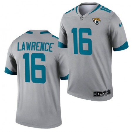 Men's Jacksonville Jaguars #16 Trevor Lawrence 2021 Silver Inverted Legend Stitched Jersey