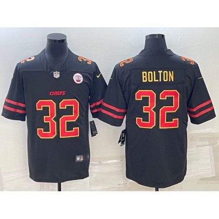 Men's Kansas City Chiefs #32 Nick Bolton Black Red Gold Vapor Untouchable Limited Stitched Jersey