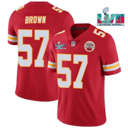 Men's Kansas City Chiefs #57 Orlando Brown Red Super Bowl LVII Patch Vapor Untouchable Limited Stitched Jersey
