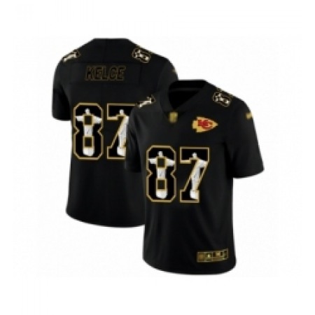 Men's Kansas City Chiefs #87 Travis Kelce 2020 Black Jesus Faith Edition Limited Stitched Jersey