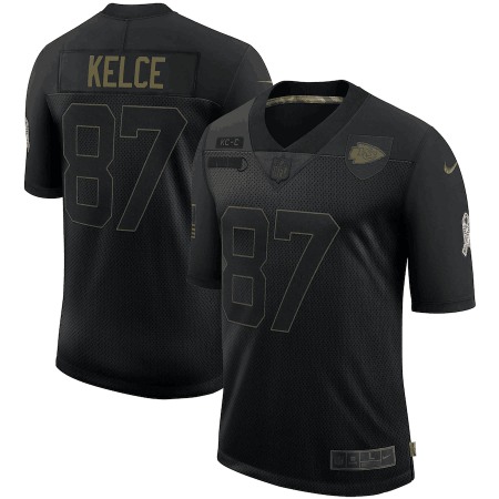 Men's Kansas City Chiefs #87 Travis Kelce Black 2020 Salute To Service Limited Stitched Jersey