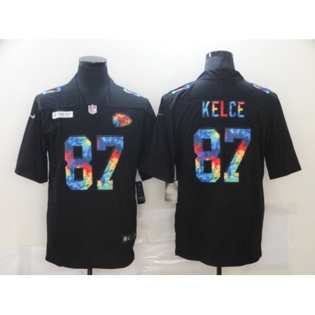 Men's Kansas City Chiefs #87 Travis Kelce Black Crucial Catch Limited Stitched Jersey